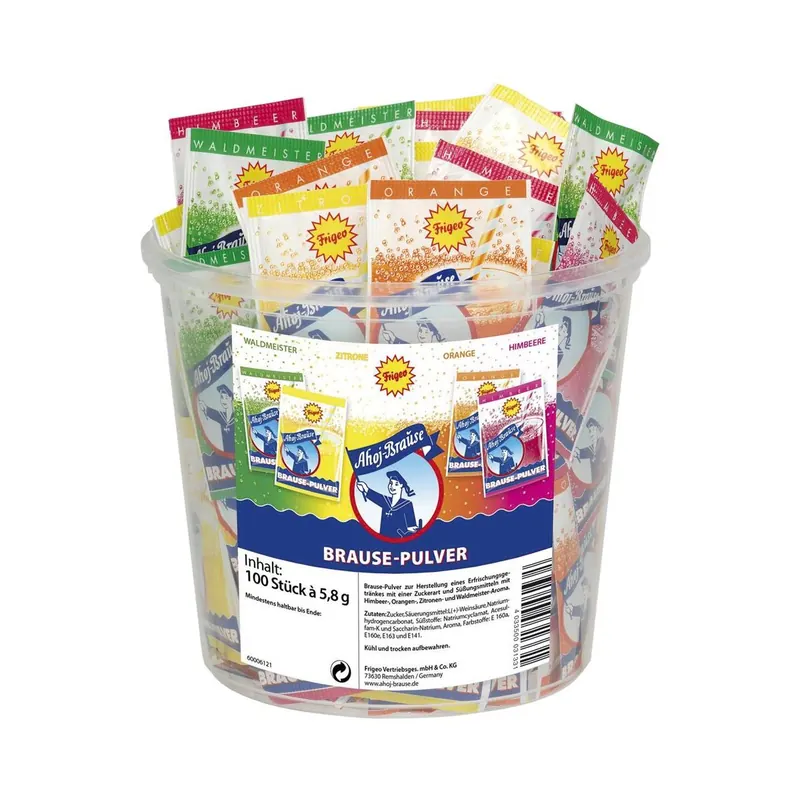Ahoj Brause Brause Pulver, 580g - 100 Tütchen Eimer