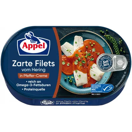 Appel - herring fillet - pepper cream