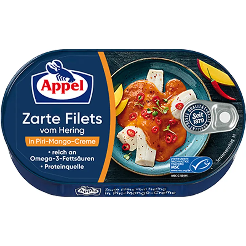 Appel - herring fillet - piri mango cream