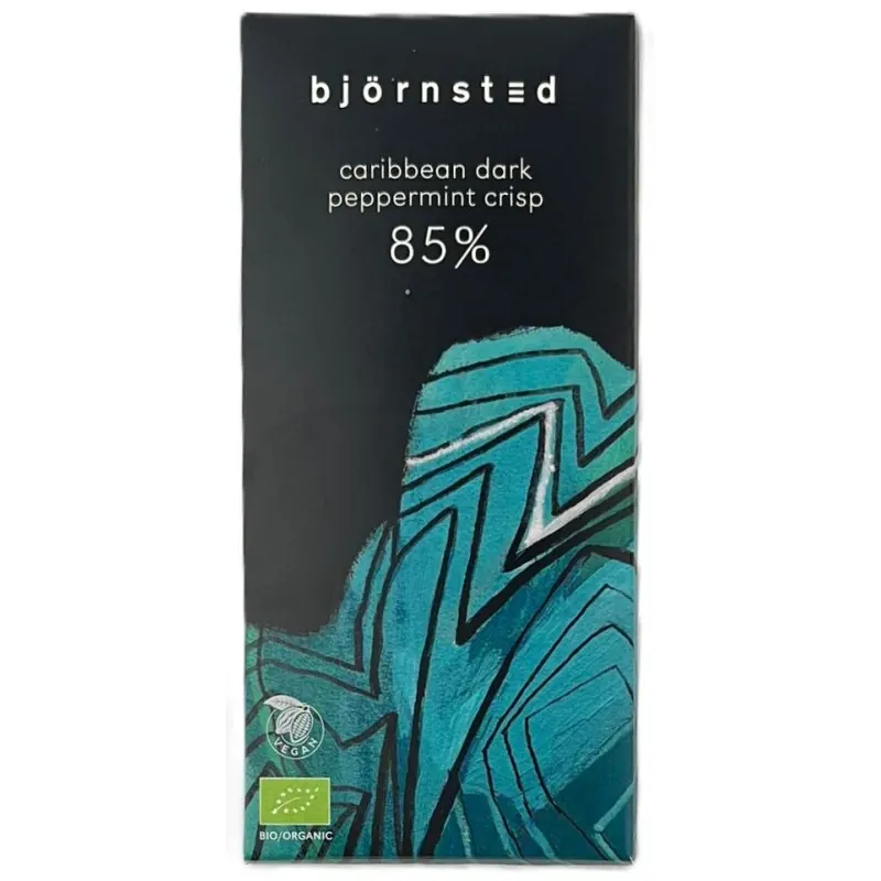 Björnsted Caribbean Dark Peppermint Crisp 85% Bitterschokolade 100g - Bio