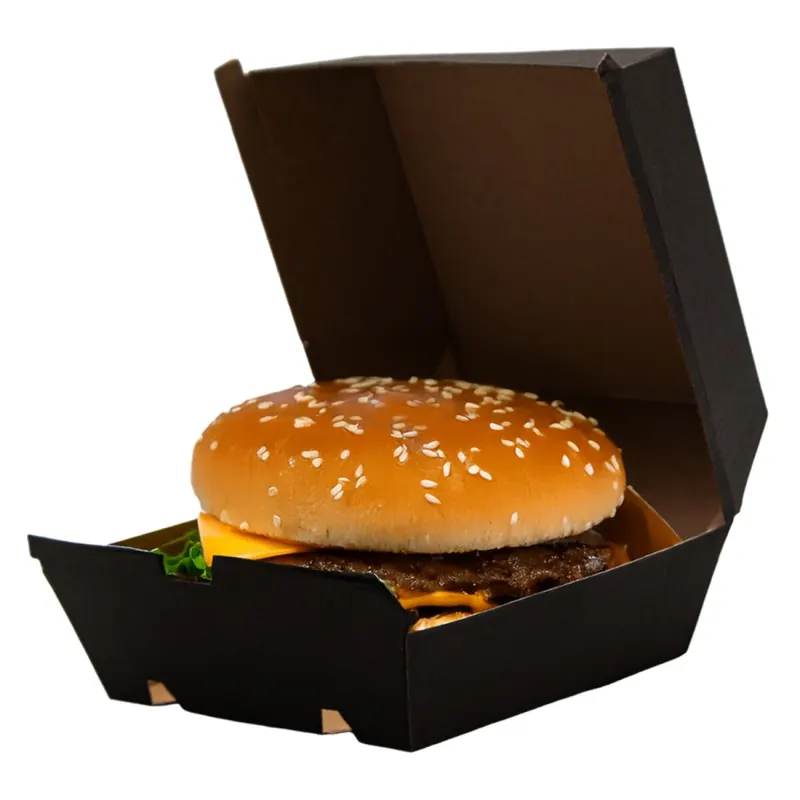 Burgerbox, Wellpappe, schwarz, 13x13x9cm