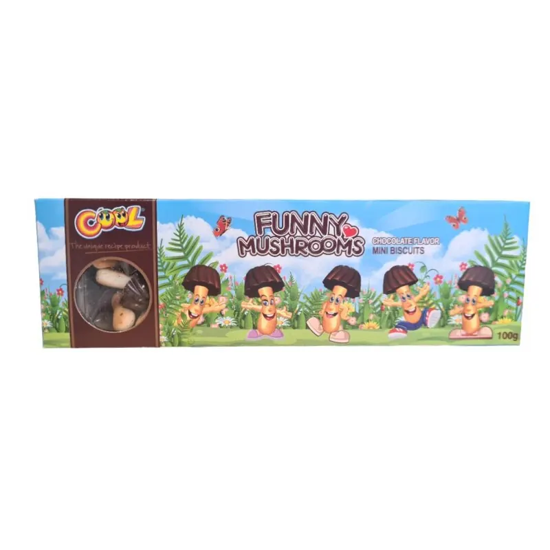 Funny Mushrooms Chocolate Flavor Mini Biscuits 100g