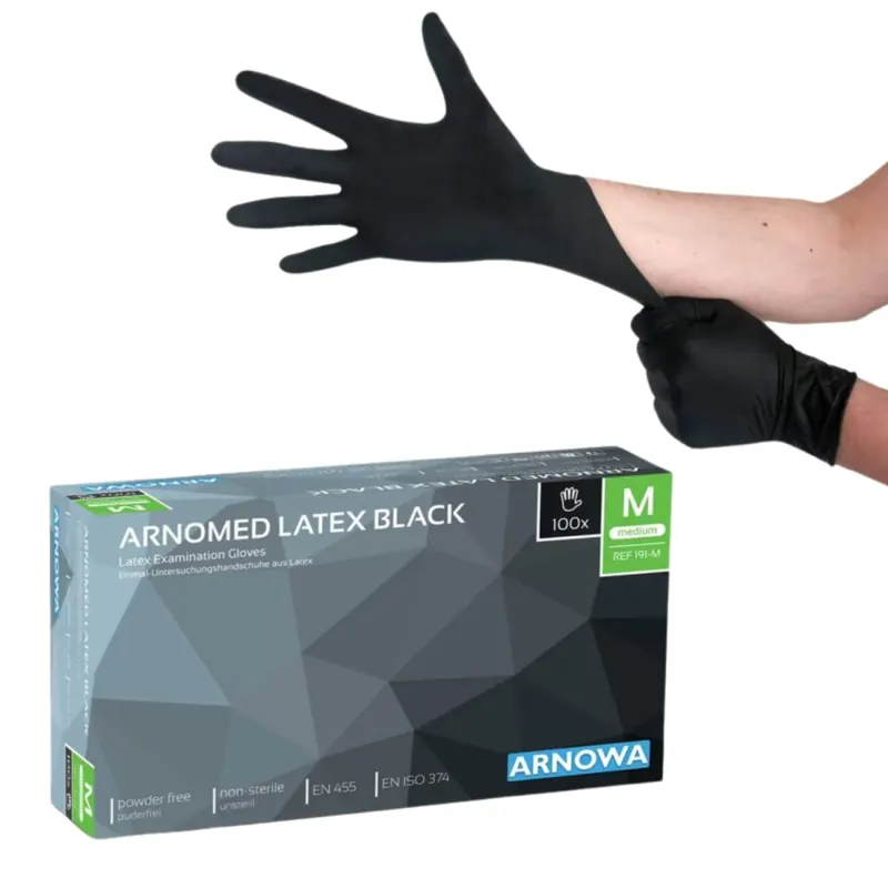 Latexhandschuhe, schwarz, puderfrei, M