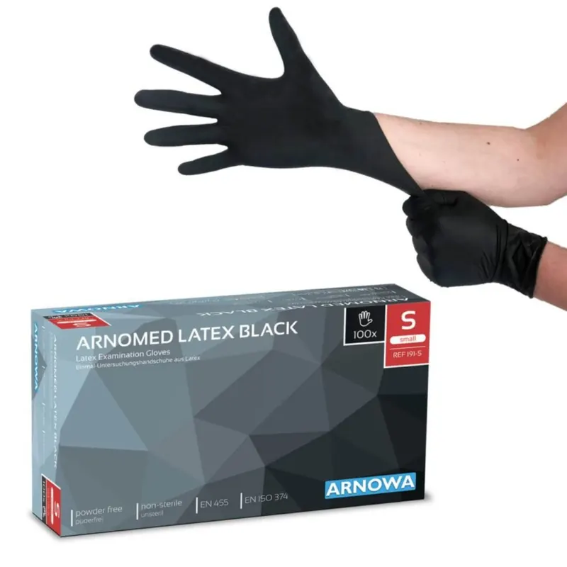 Latexhandschuhe, schwarz, puderfrei, S