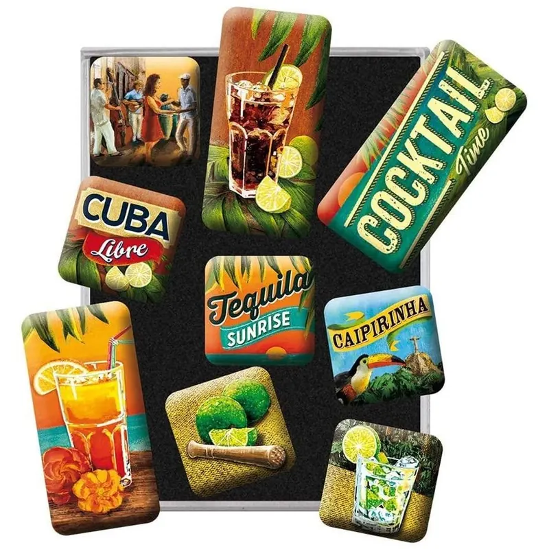 Nostalgic Art - 9pcs. magnet set - Open Bar - Cocktail Time