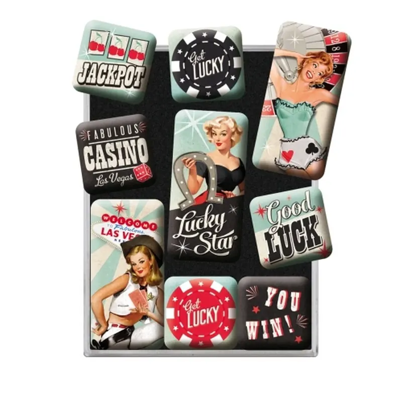 Nostalgic Art - 9pcs. magnet set - Pin Up - Get Lucky