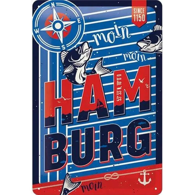 Nostalgic-Art - Blechschild 20 x 30cm - Hamburg - Moin Moin
