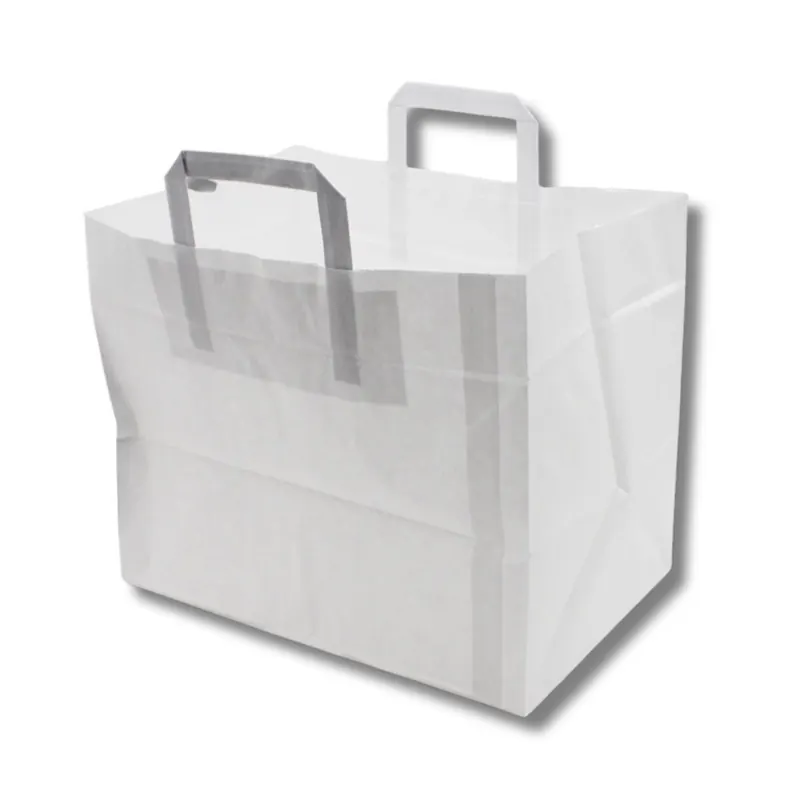Papiertragetasche, 32+21,5x27cm, weiß mit Tragegriff