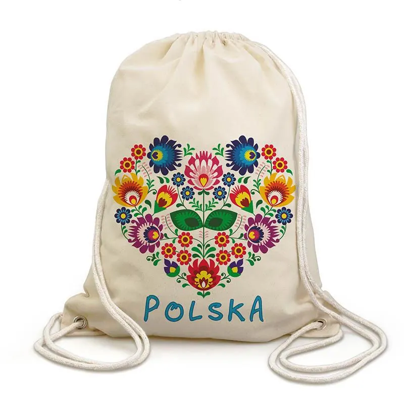 Plecak Worek Folklor Serce Polska, natural
