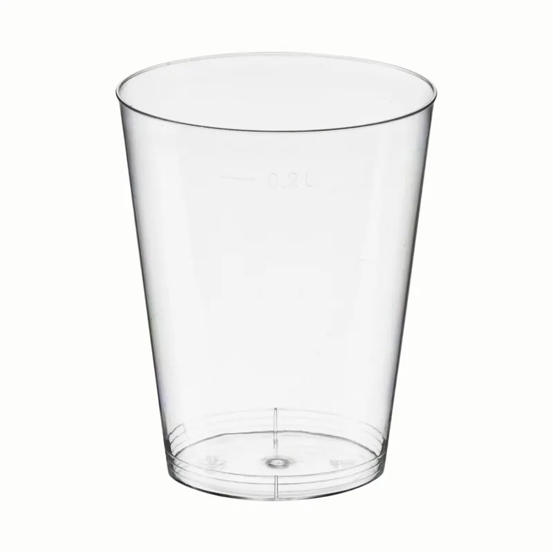 Trinkglas, PS, transparent, 200ml, mit Eichstrich