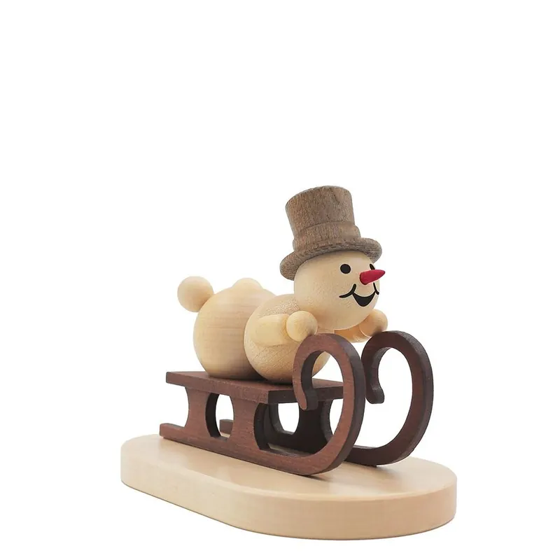 Wagner - Schneemann „Rennschlittenfahrer“ auf Sockel - 9 cm